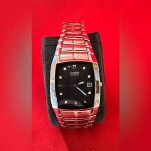 Citizen Eco-Drive Silver Watch with Black Dial